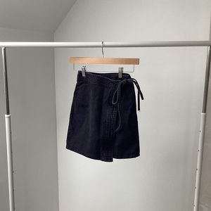 Black Denim Wrap Skirt